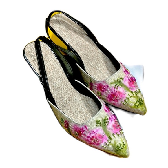 Women’s Canvas Embellishment Canvas Slingback Pump Size 7 - Picture 5 of 5